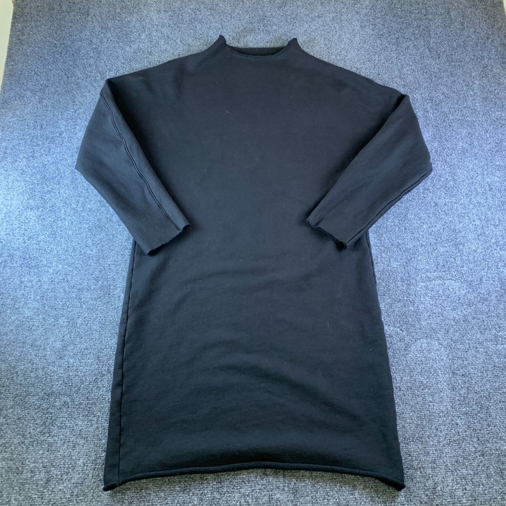 Frank & Eileen Izzie Sweatshirt Dress Womens Medium Black Rolled Funnel Neck